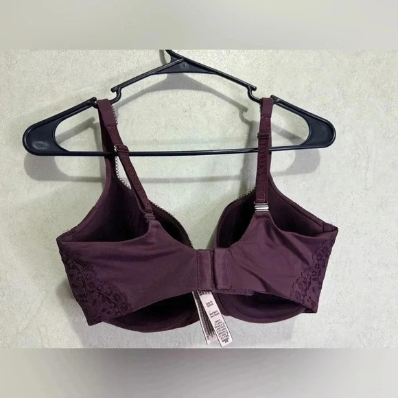VICTORIA’S SECRET Maroon Burgundy Lace Wire Full Coverage Bra Size 34DDD - Picture 2 of 6